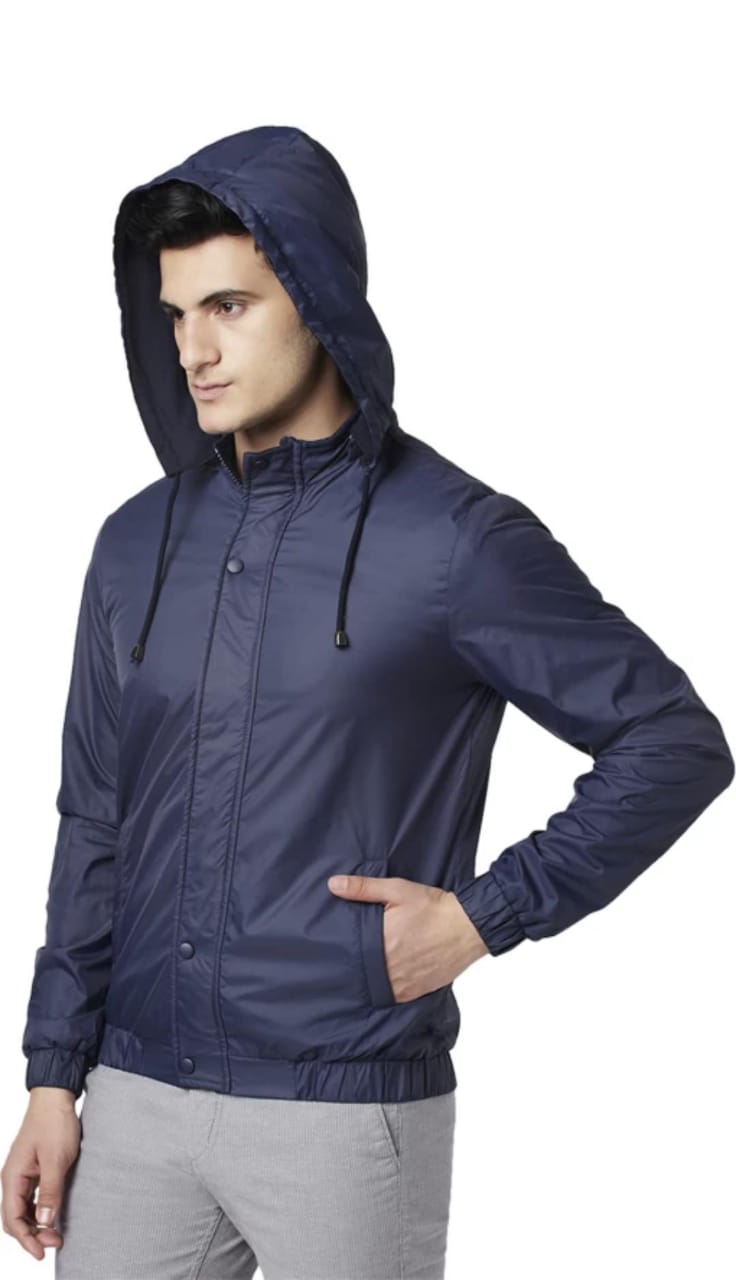 Lightweight Hooded Windbreaker Jacket (Snap Button)